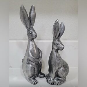 Pottery Barn Bunnies
Approximately 7” and 8.5”
Color looks like silver pewter